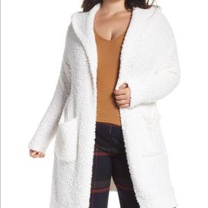 BP Plush Hooded Cardigan - Ivory - Medium